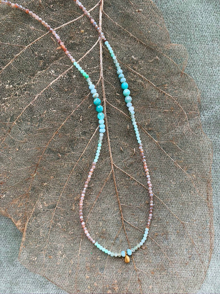 Chrysophrase, Emerald & Moonstone Necklace 18"